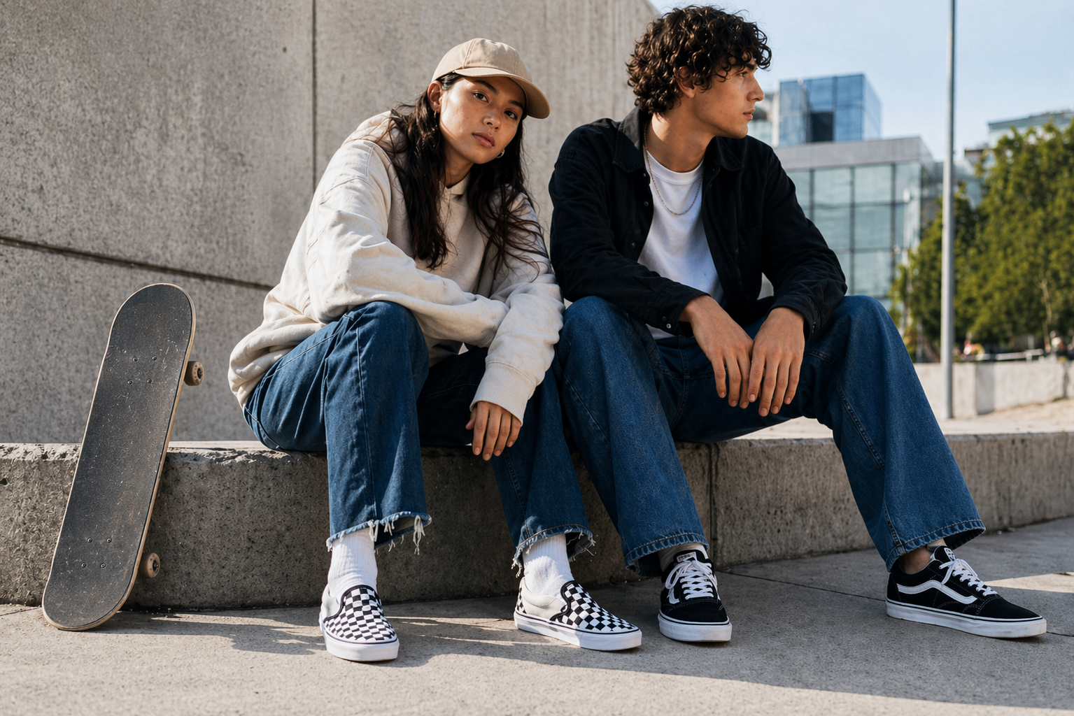 Vans у міському casual-стилі зі скейтом
